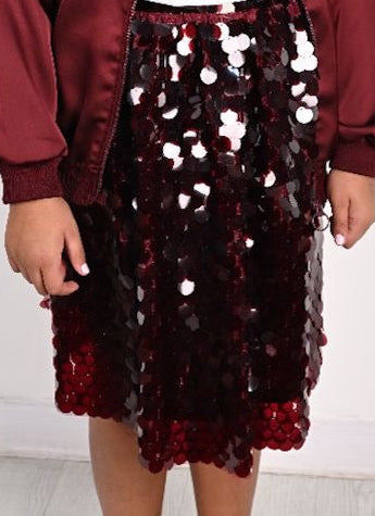 Maroon sequin skirt  تنورة  عنابي ترتر