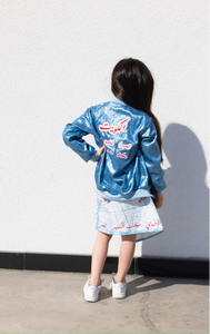 هنا بيان Baby blue Bomber jacket