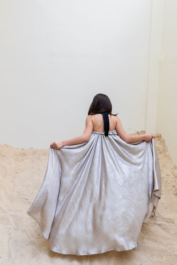 grey metallic bisht